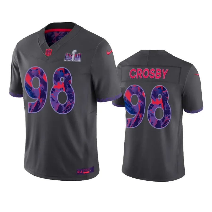 raiders maxx crosby anthracite super bowl lviii jersey