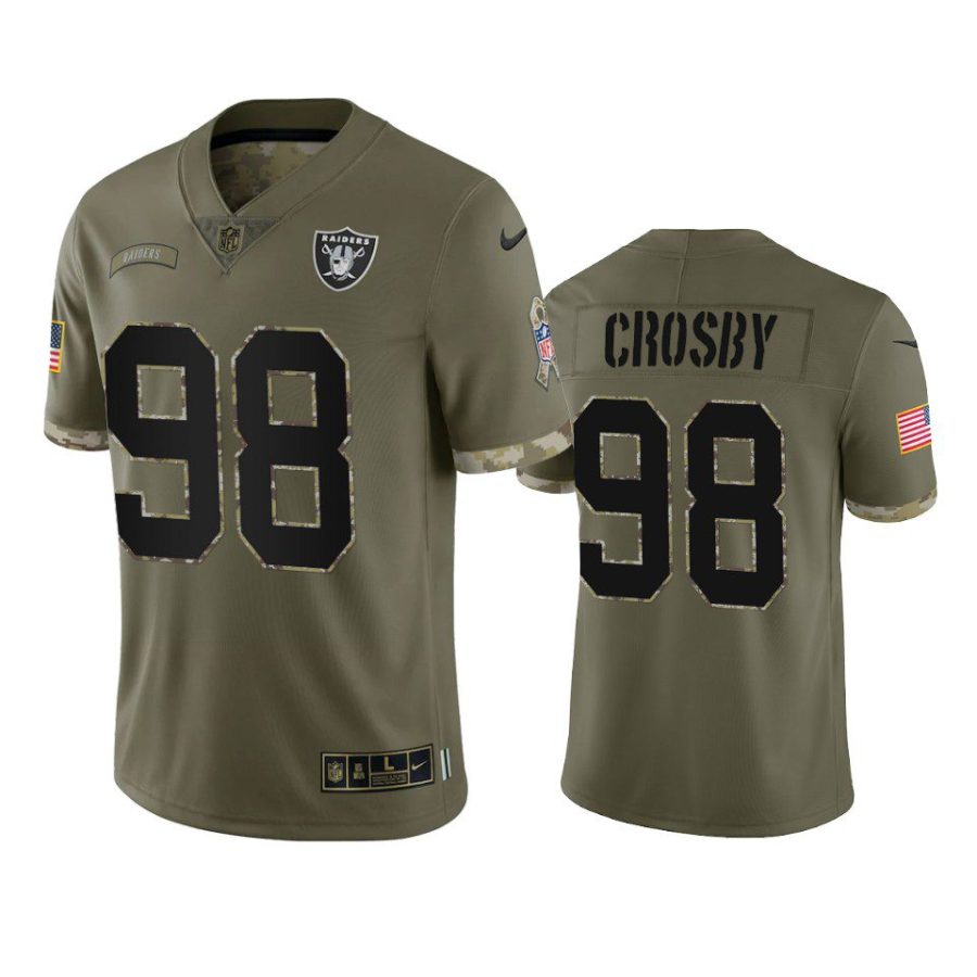 raiders maxx crosby olive limited 2022 salute to service jersey