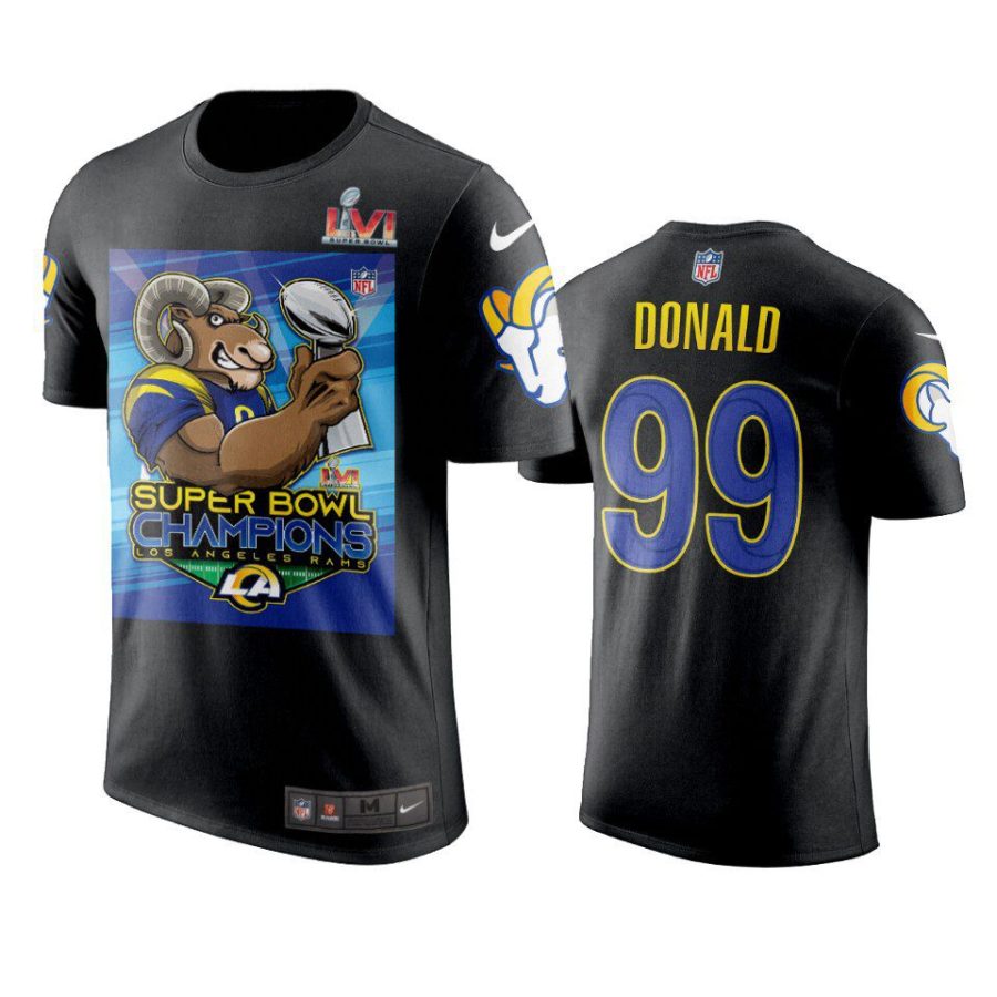 rams aaron donald black super bowl lvi champions cartoon t shirt