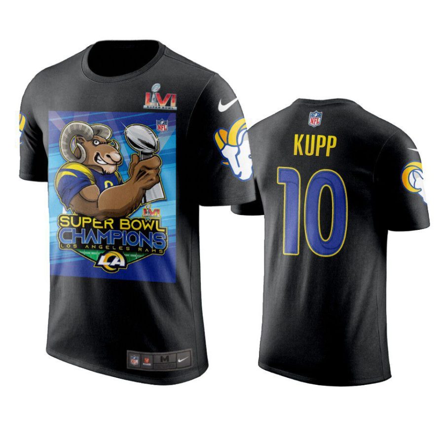 rams cooper kupp black super bowl lvi champions cartoon t shirt