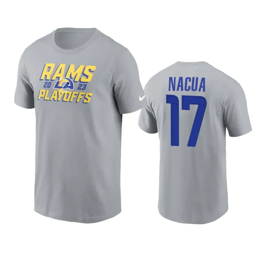 rams puka nacua gray 2023 nfl playoffs iconic t shirt