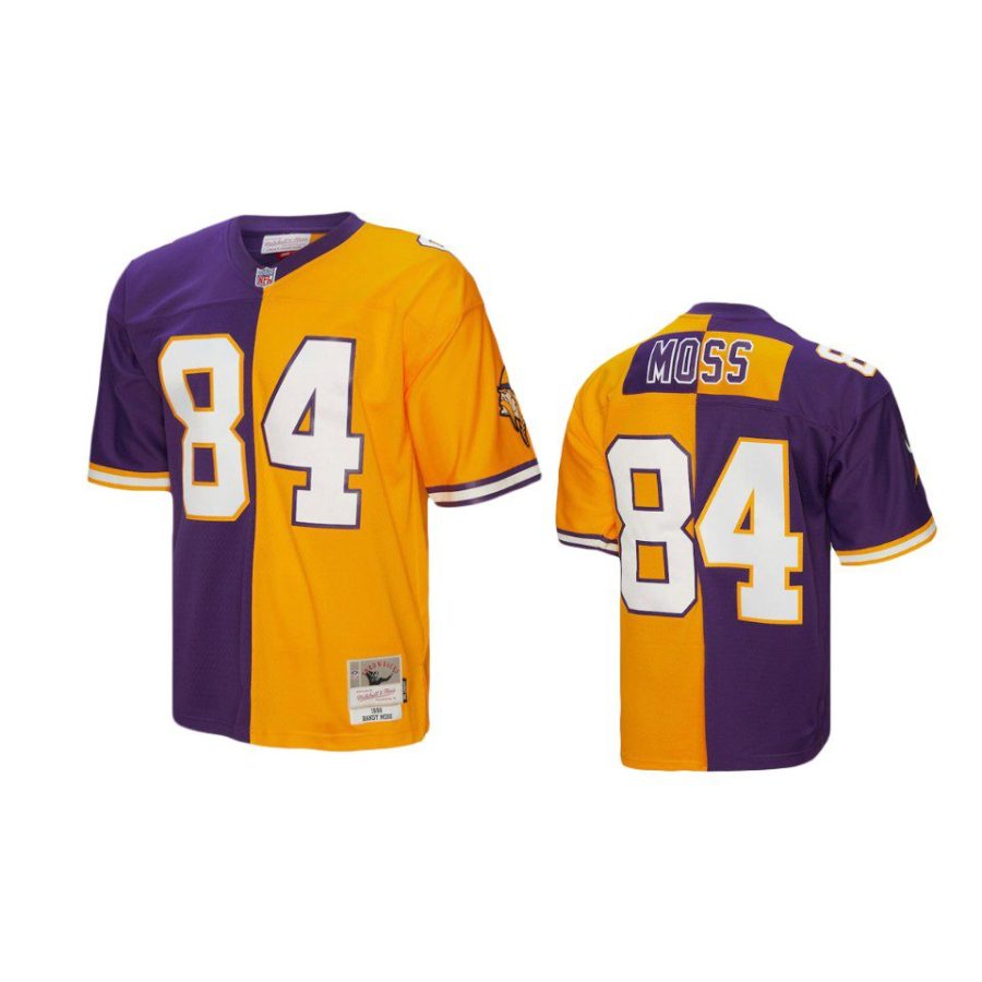 randy moss vikings purple gold split legacy replica jersey