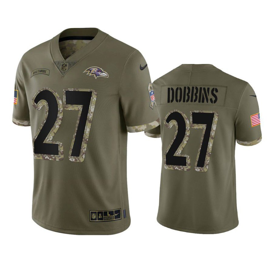 ravens j.k. dobbins 2022 salute to service olive jersey