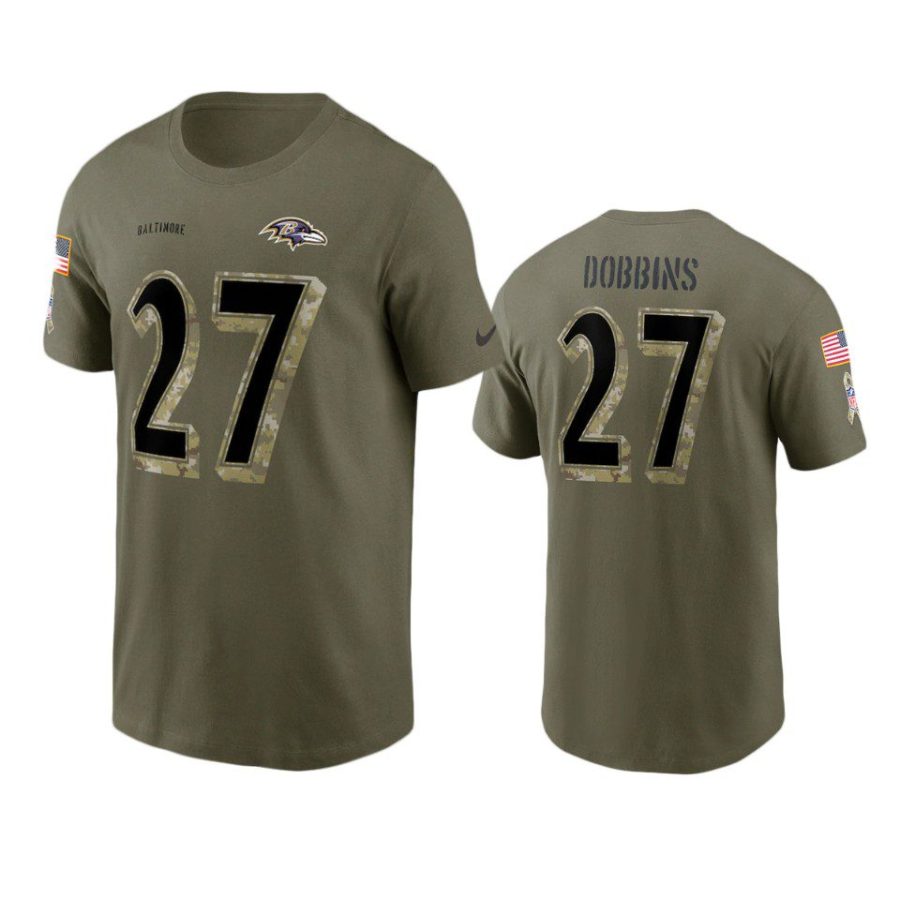 ravens j.k. dobbins olive 2022 salute to service t shirt