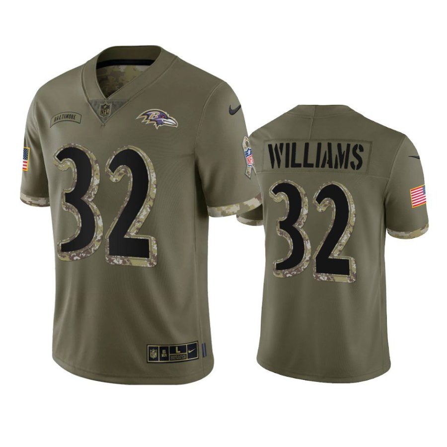 ravens marcus williams 2022 salute to service olive jersey