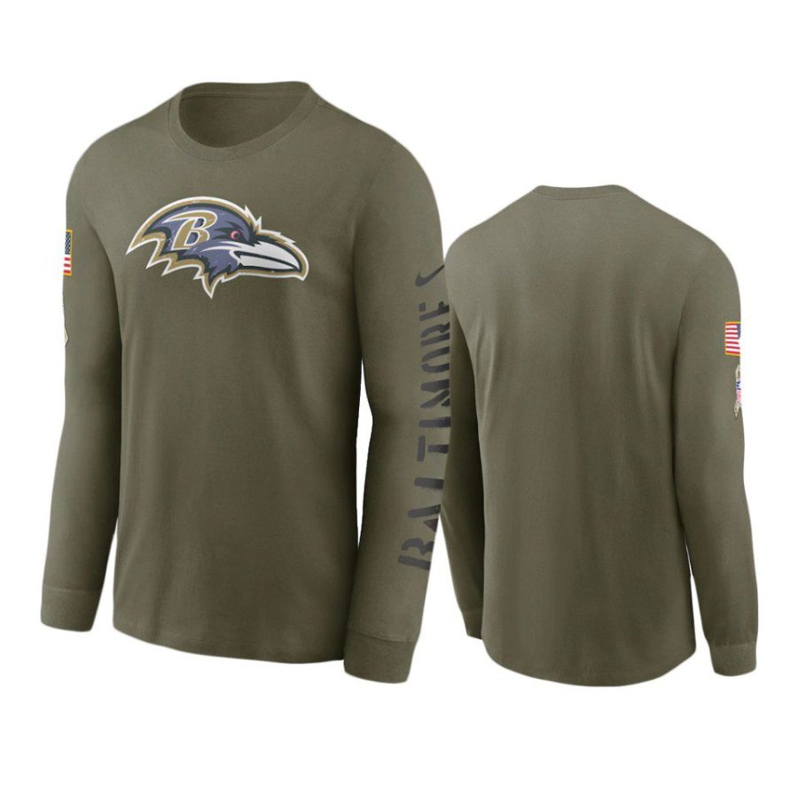 ravens olive 2022 salute to service long sleeve t shirt