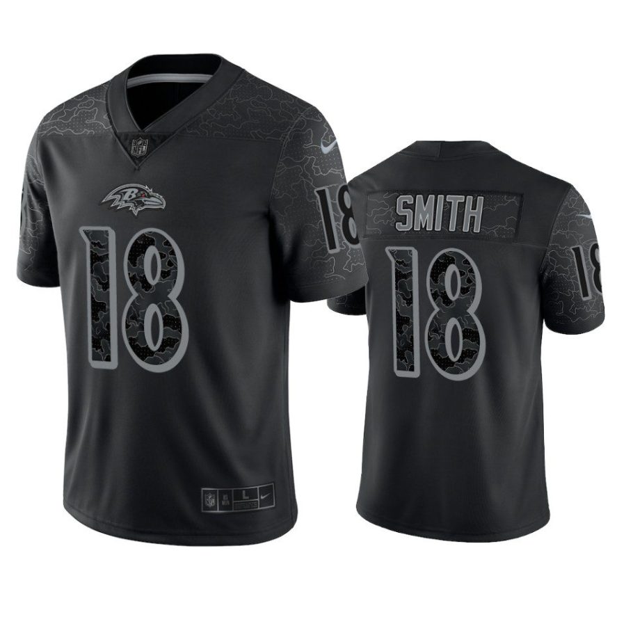 ravens roquan smith black reflective limited jersey