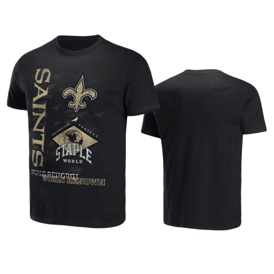 saints black staple world renowned t shirt