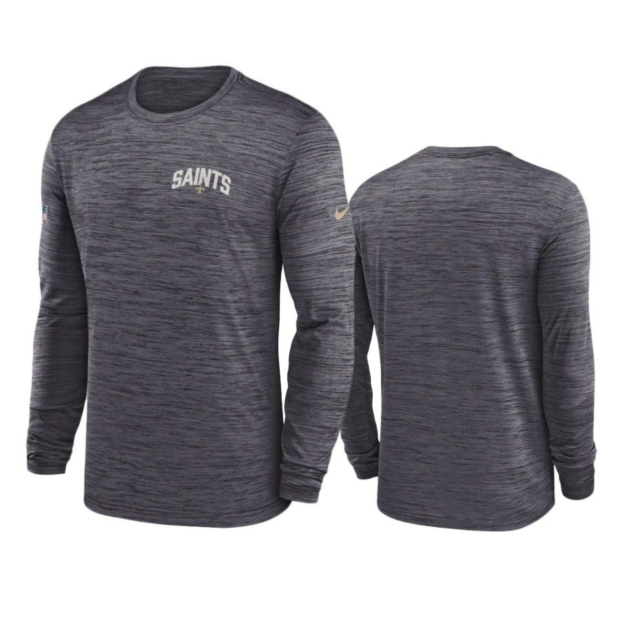 saints charcoal velocity athletic stack long sleeve t shirt