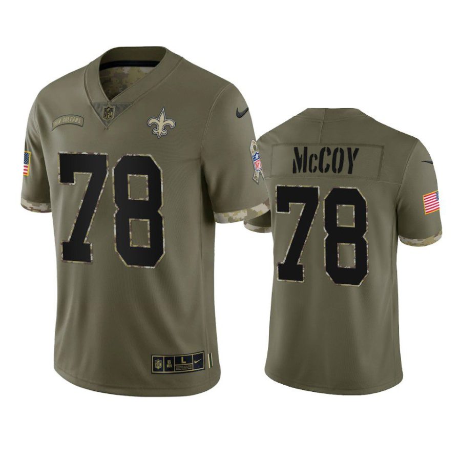 saints erik mccoy olive limited 2022 salute to service jersey