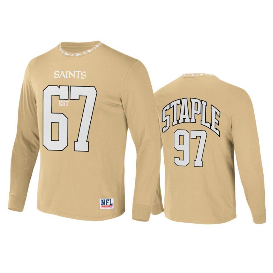 saints gold staple core long sleeve t shirt