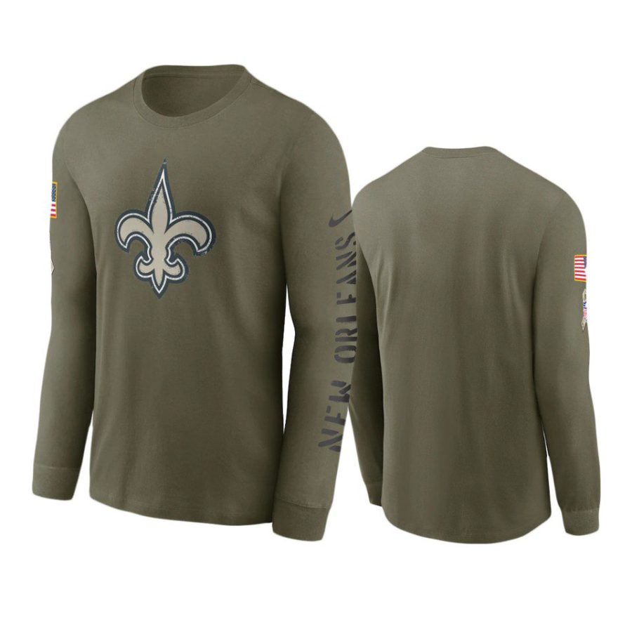 saints olive 2022 salute to service long sleeve t shirt