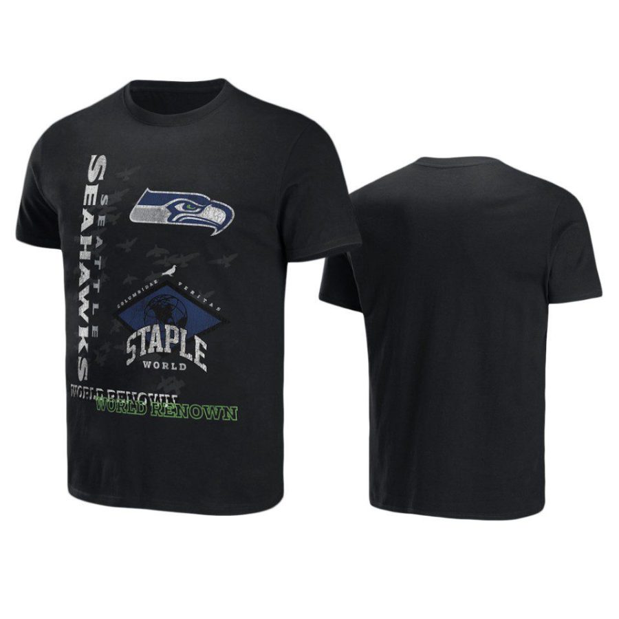 seahawks black staple world renowned t shirt