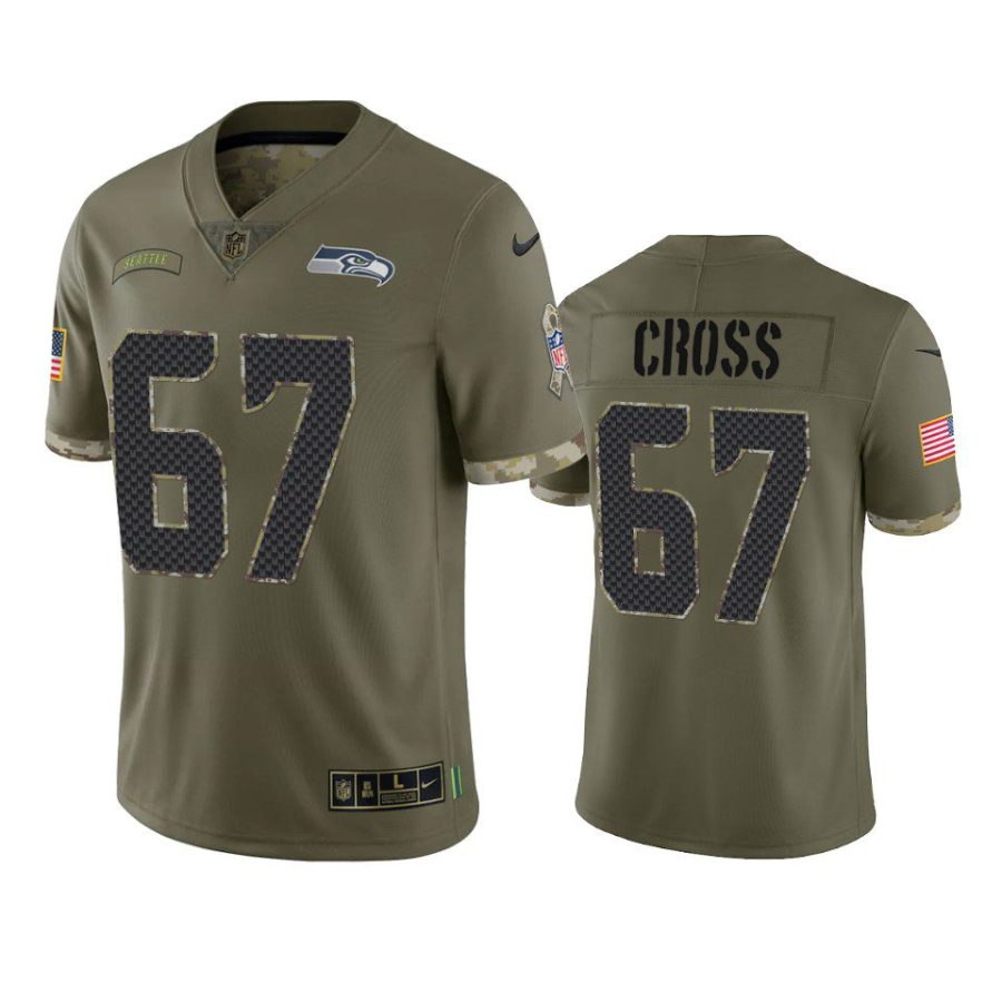 seahawks charles cross olive limited 2022 salute to service jersey