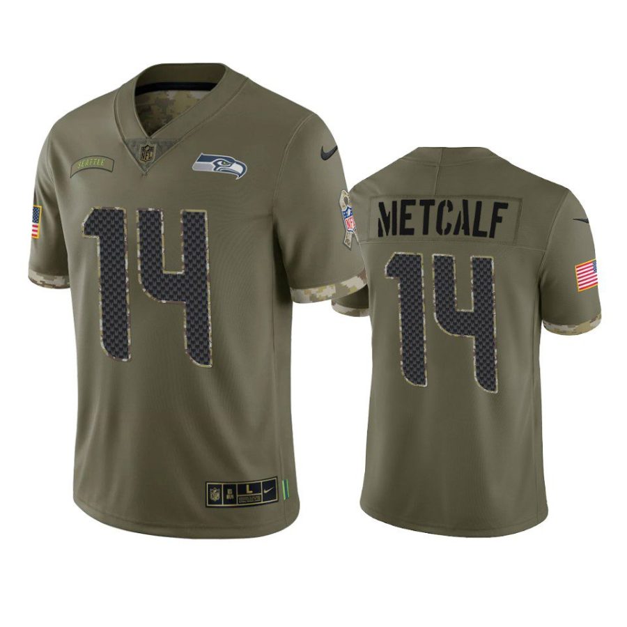 seahawks d.k. metcalf olive limited 2022 salute to service jersey