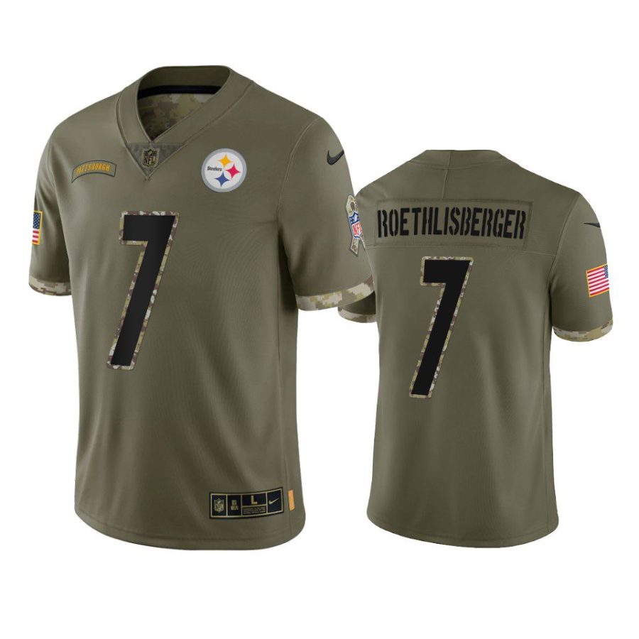 steelers ben roethlisberger olive limited 2022 salute to service jersey