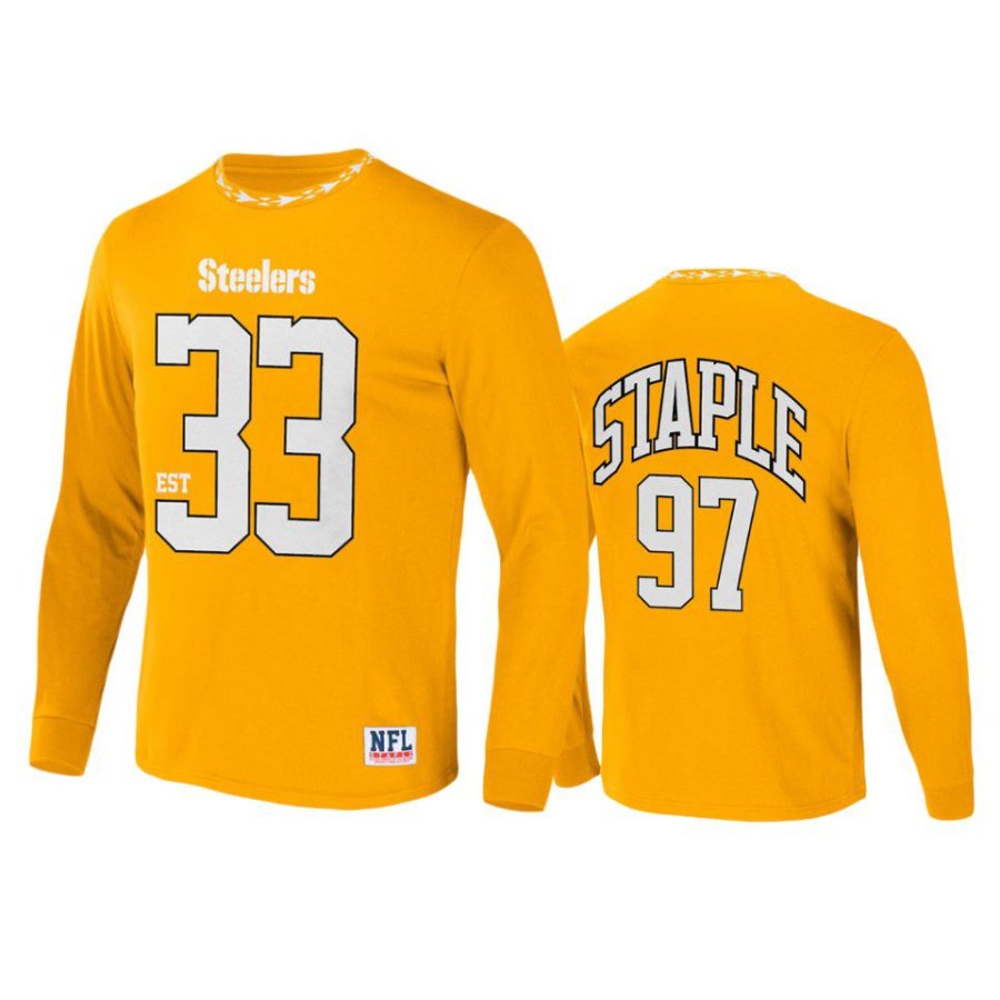 steelers gold staple core long sleeve t shirt