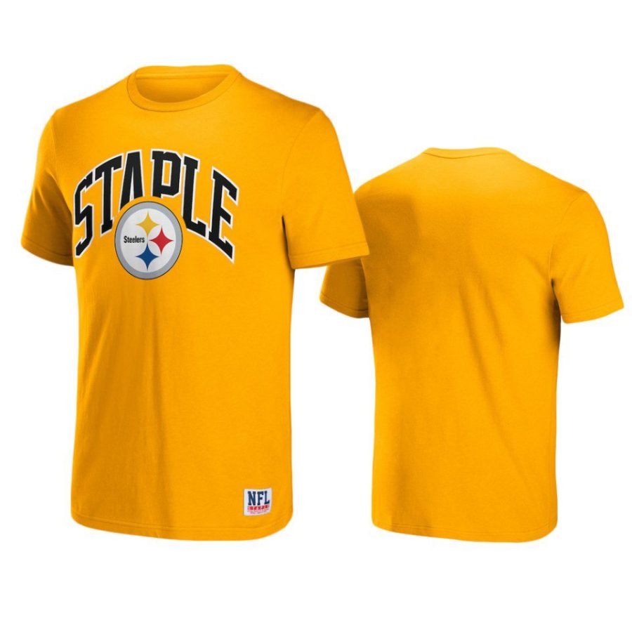 steelers gold staple logo lockup t shirt