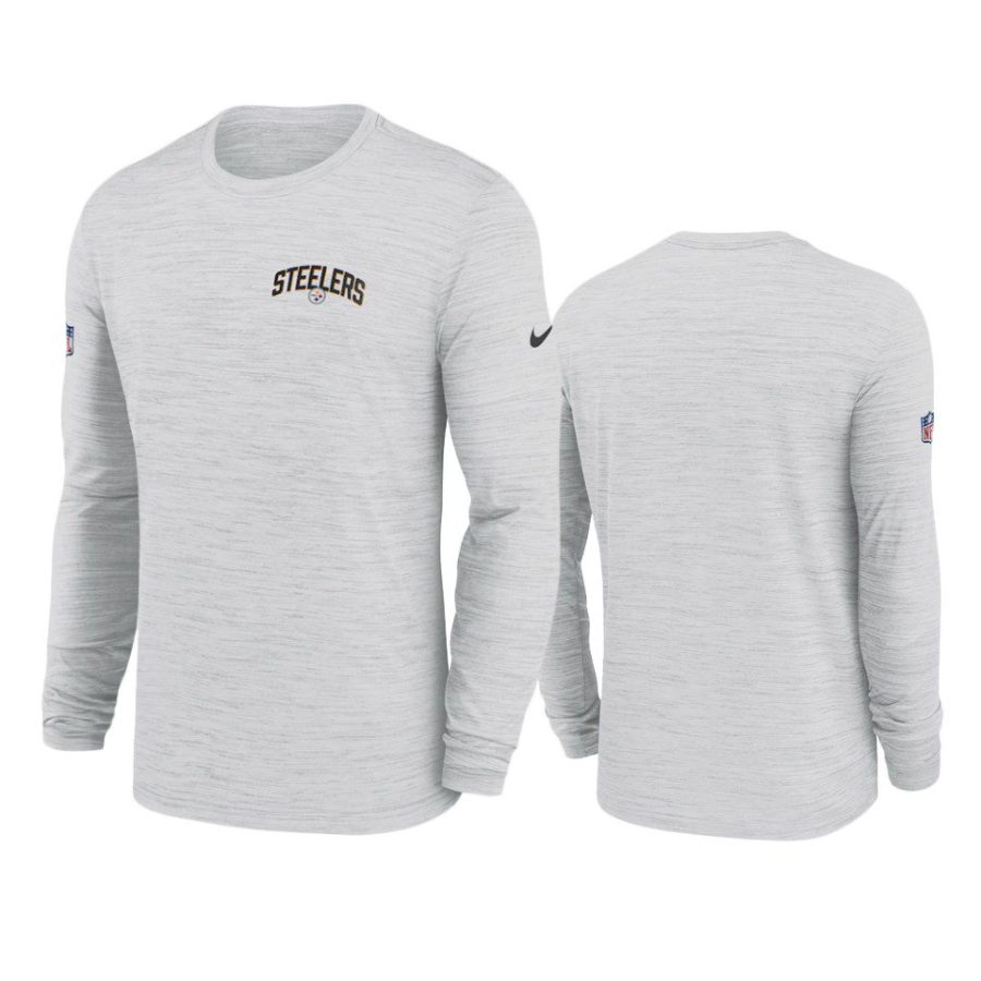 steelers white velocity athletic stack long sleeve t shirt