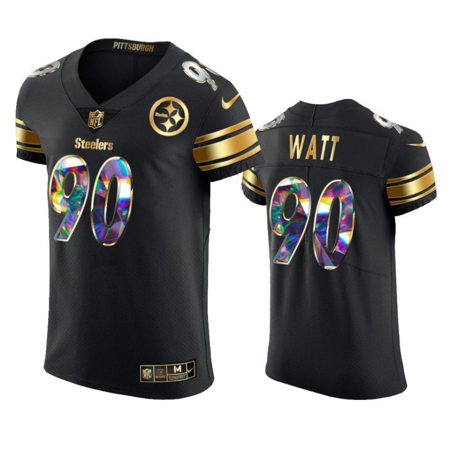 t.j. watt steelers black 2021 nfl defensive player of the year golden edition jersey