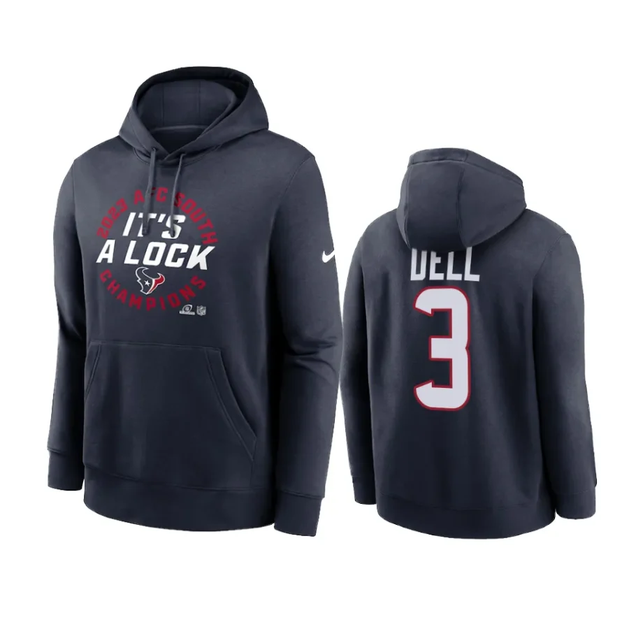 tank dell texans navy 2023 afc south division champions locker room hoodie