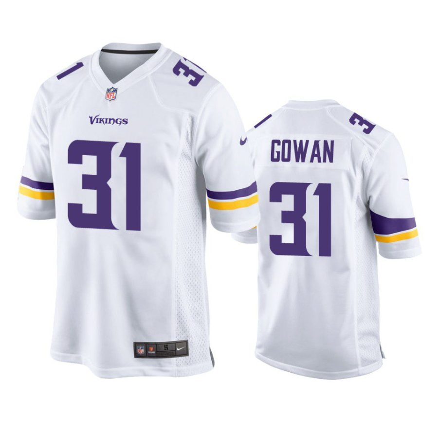 tay gowan vikings game white jersey