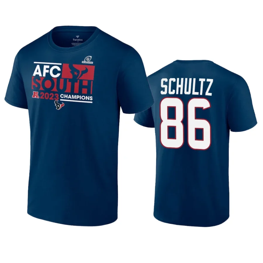 texans dalton schultz navy 2023 afc south division champions conquer t shirt