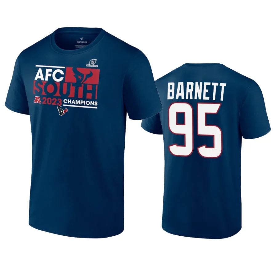 texans derek barnett navy 2023 afc south division champions conquer t shirt