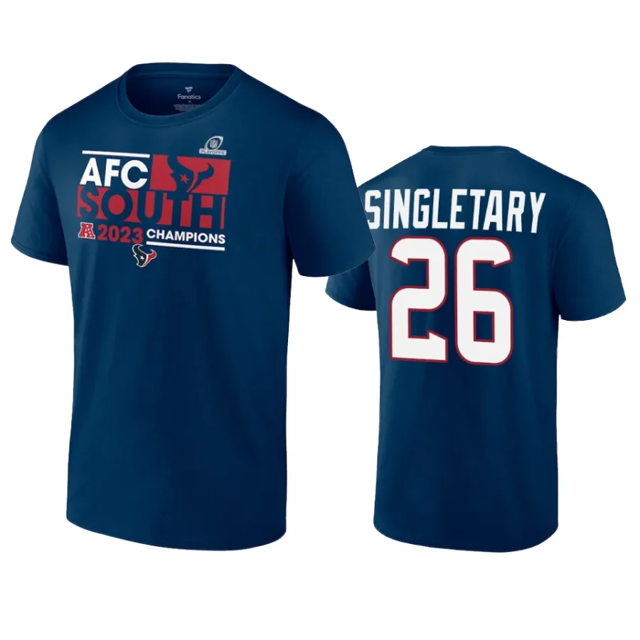 texans devin singletary navy 2023 afc south division champions conquer t shirt