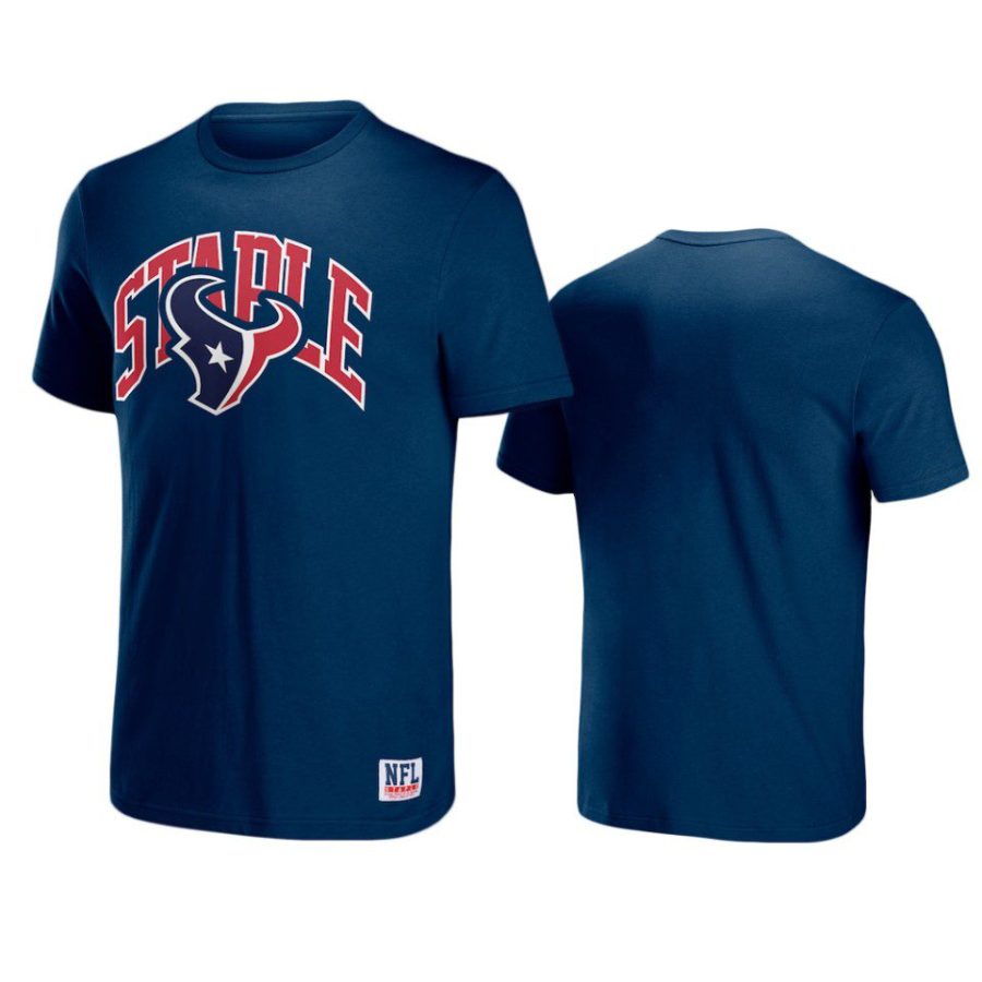 texans navy staple logo lockup t shirt