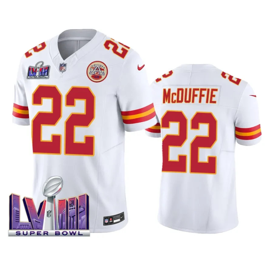 trent mcduffie chiefs jersey 2024 white vapor fuse super bowl lviii