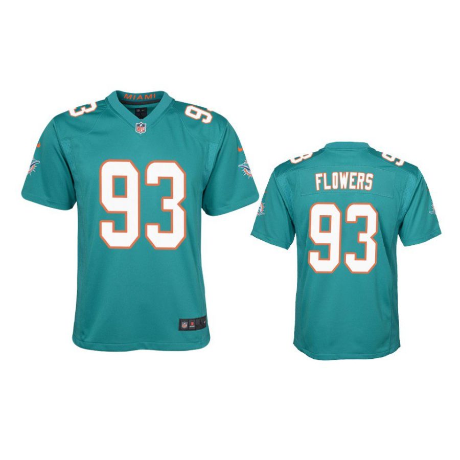 trey flowers game youth aqua jersey