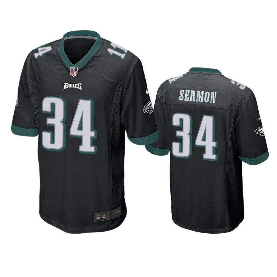 trey sermon eagles game black jersey