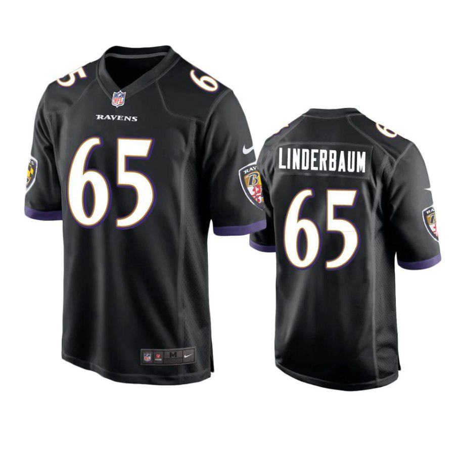 tyler linderbaum ravens black game jersey