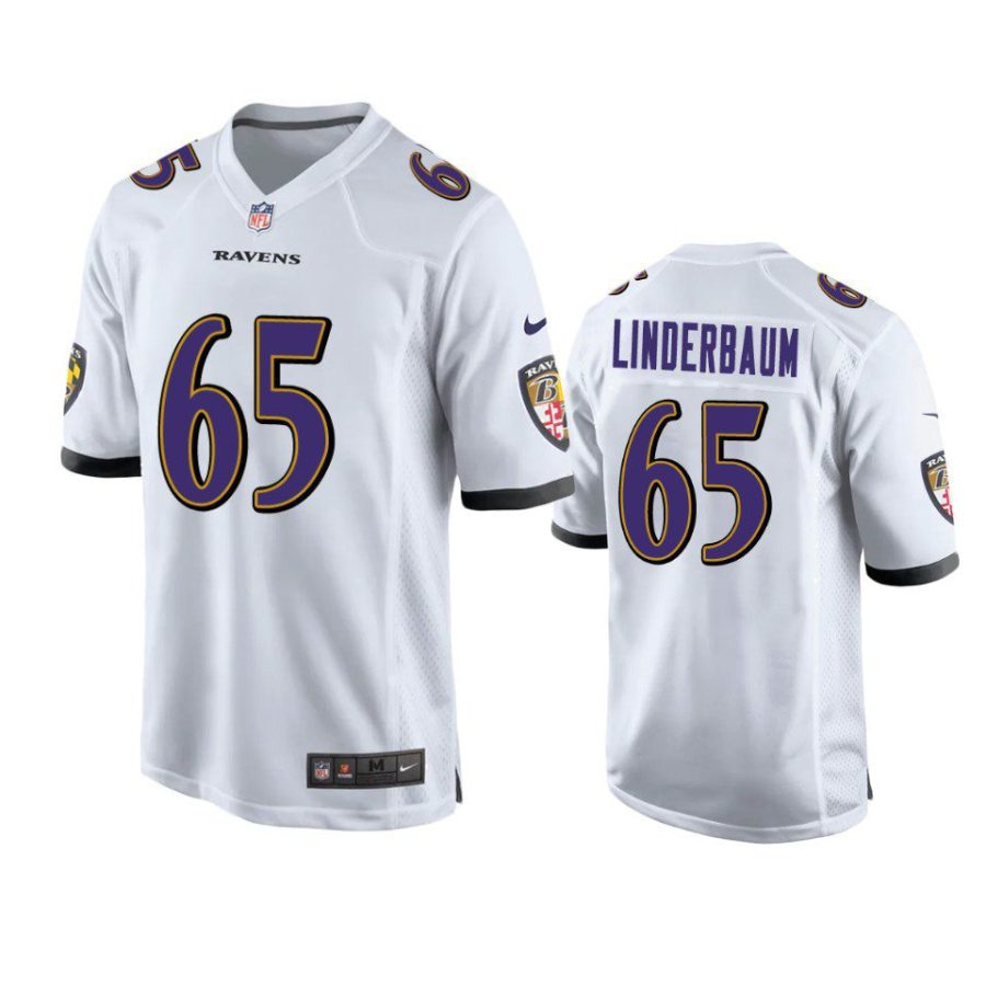 tyler linderbaum ravens white game jersey