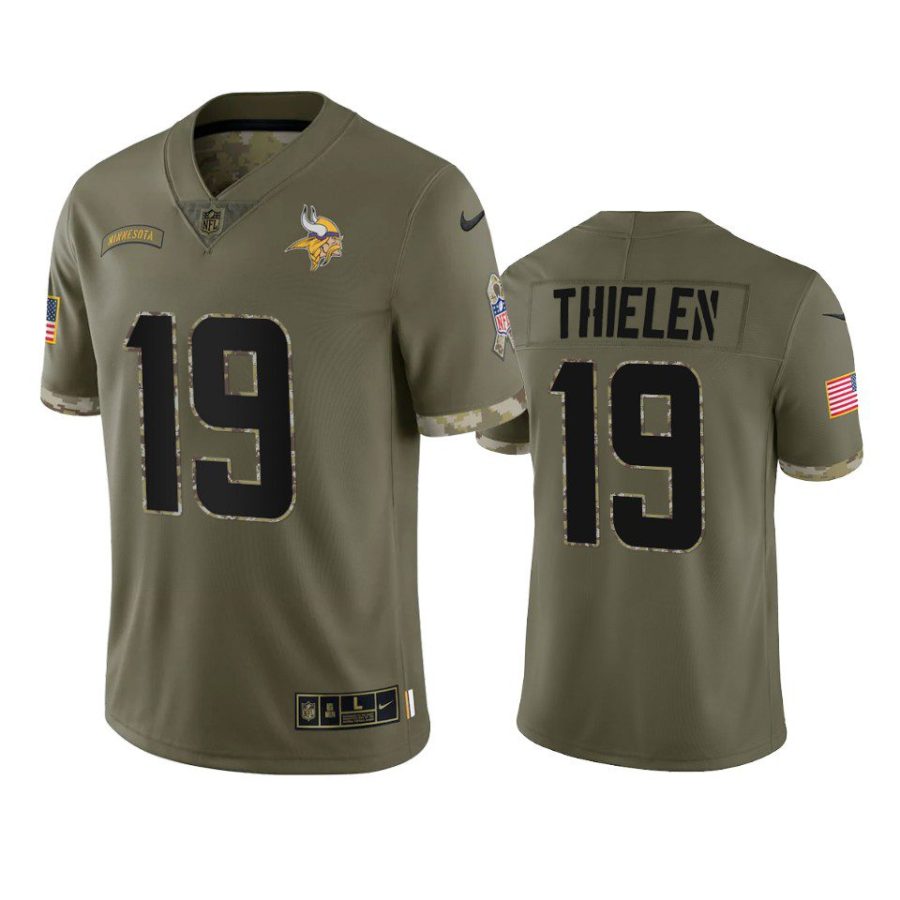 vikings adam thielen 2022 salute to service olive jersey