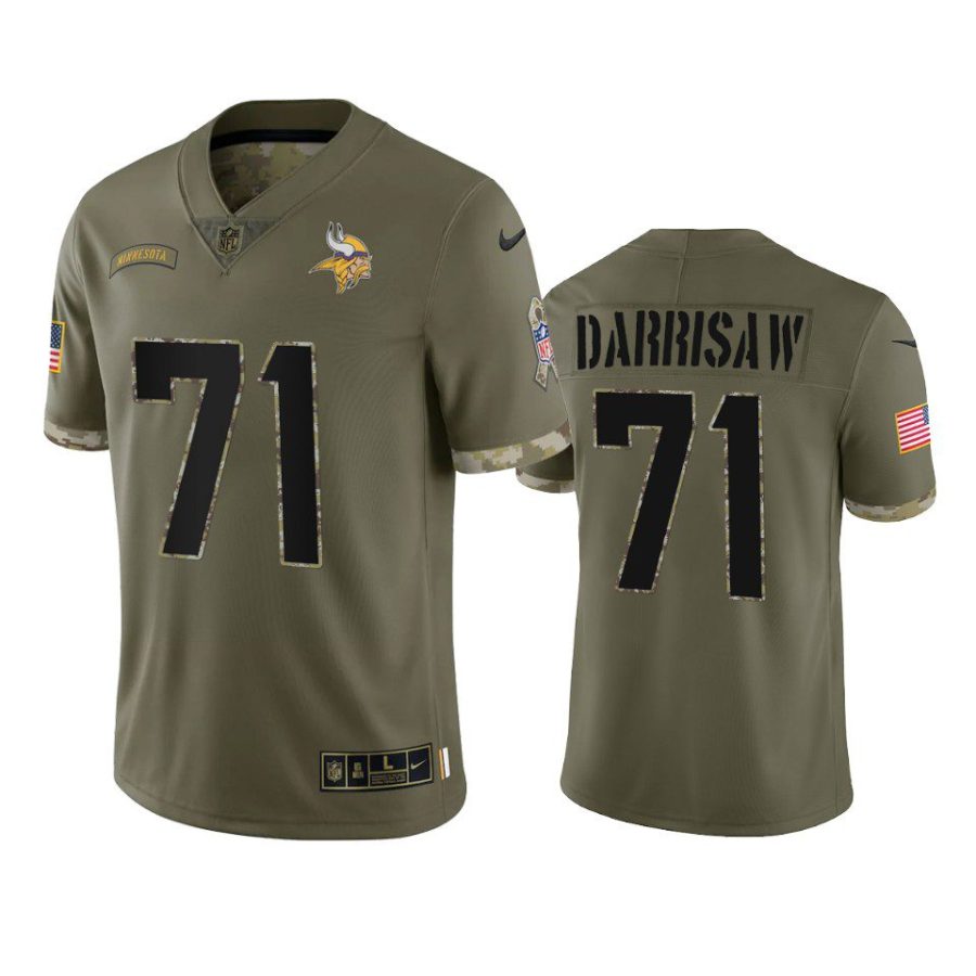 vikings christian darrisaw 2022 salute to service olive jersey