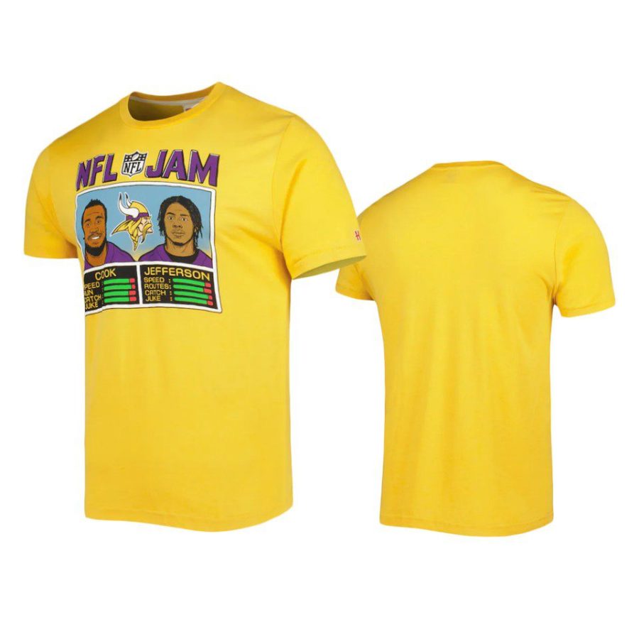 vikings dalvin cook justin jefferson gold nfl jam homage t shirt