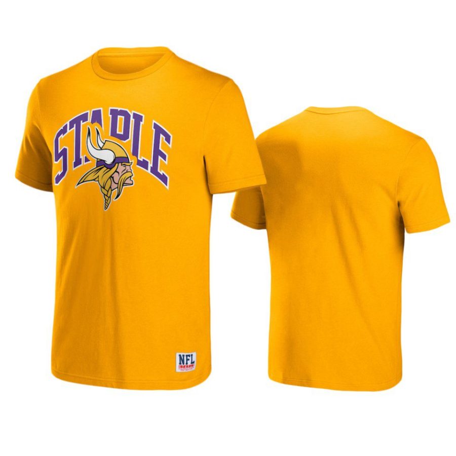 vikings gold staple logo lockup t shirt