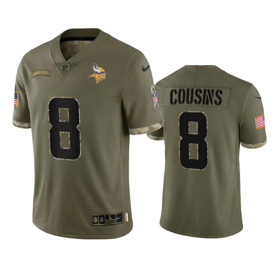 vikings kirk cousins 2022 salute to service olive jersey