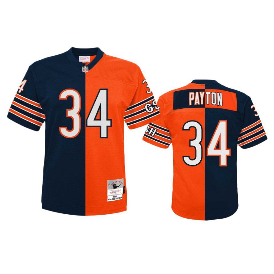 walter payton bears navy orange split legacy replica jersey