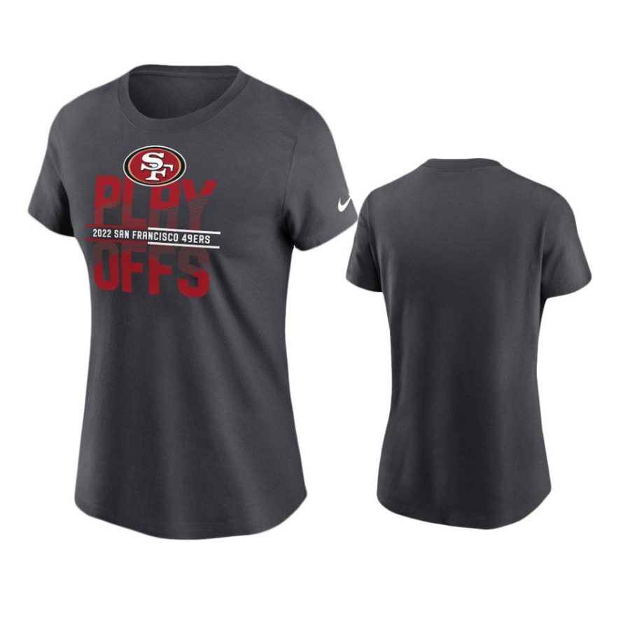 women 49ers anthracite 2022 nfl playoffs t shirt