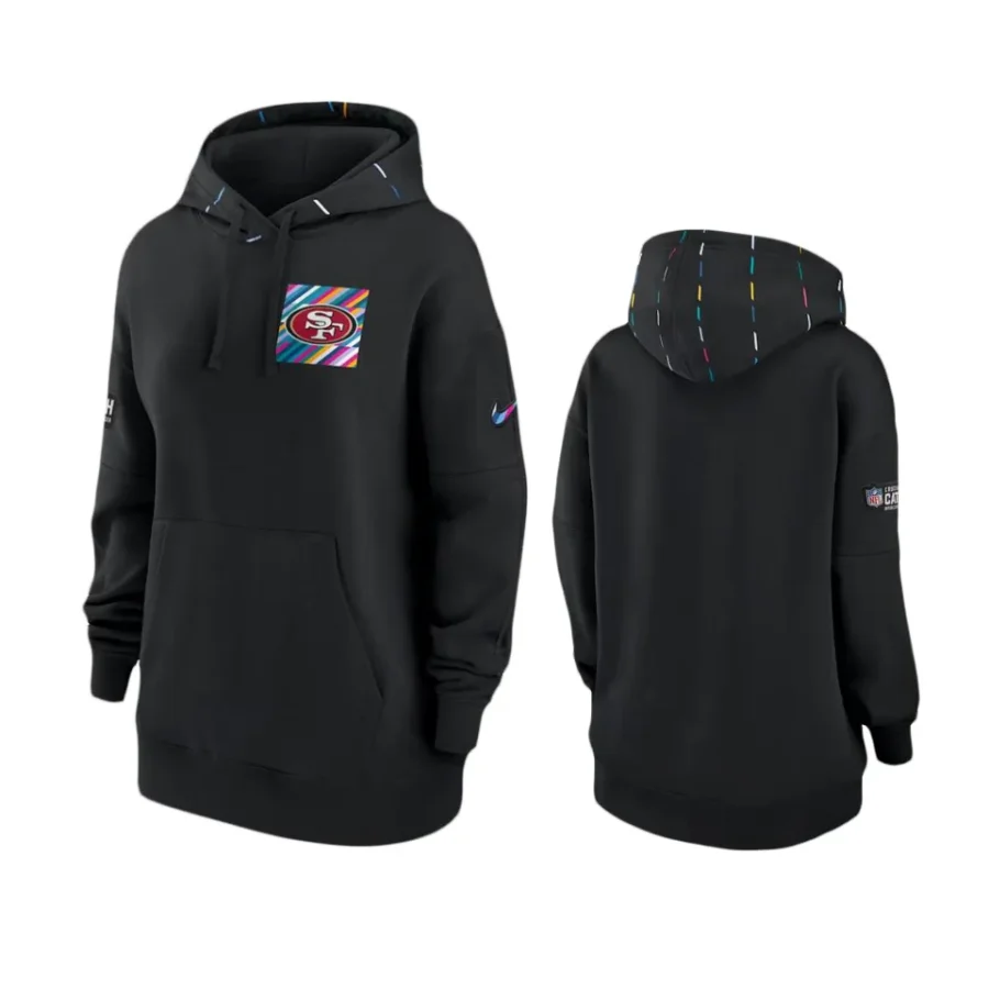 women 49ers black 2023 nfl crucial catch club hoodie