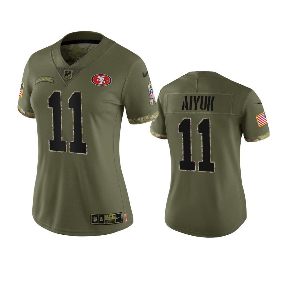 women 49ers brandon aiyuk olive limited 2022 salute to service jersey