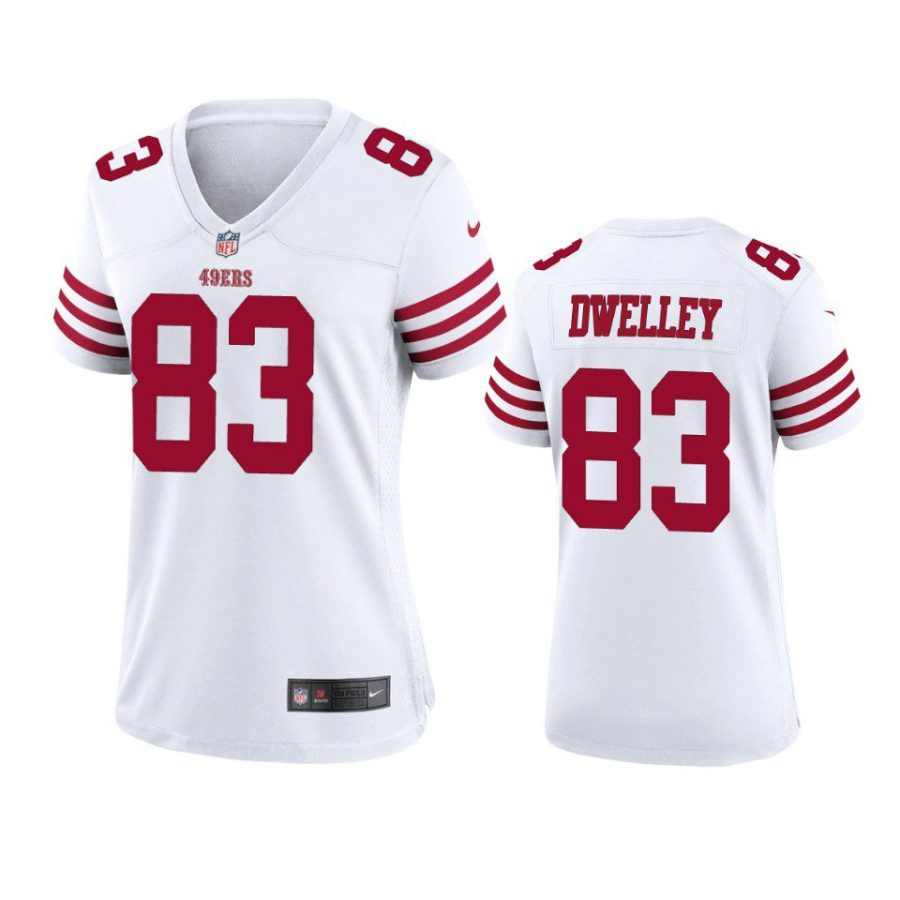 women 49ers ross dwelley game white jersey