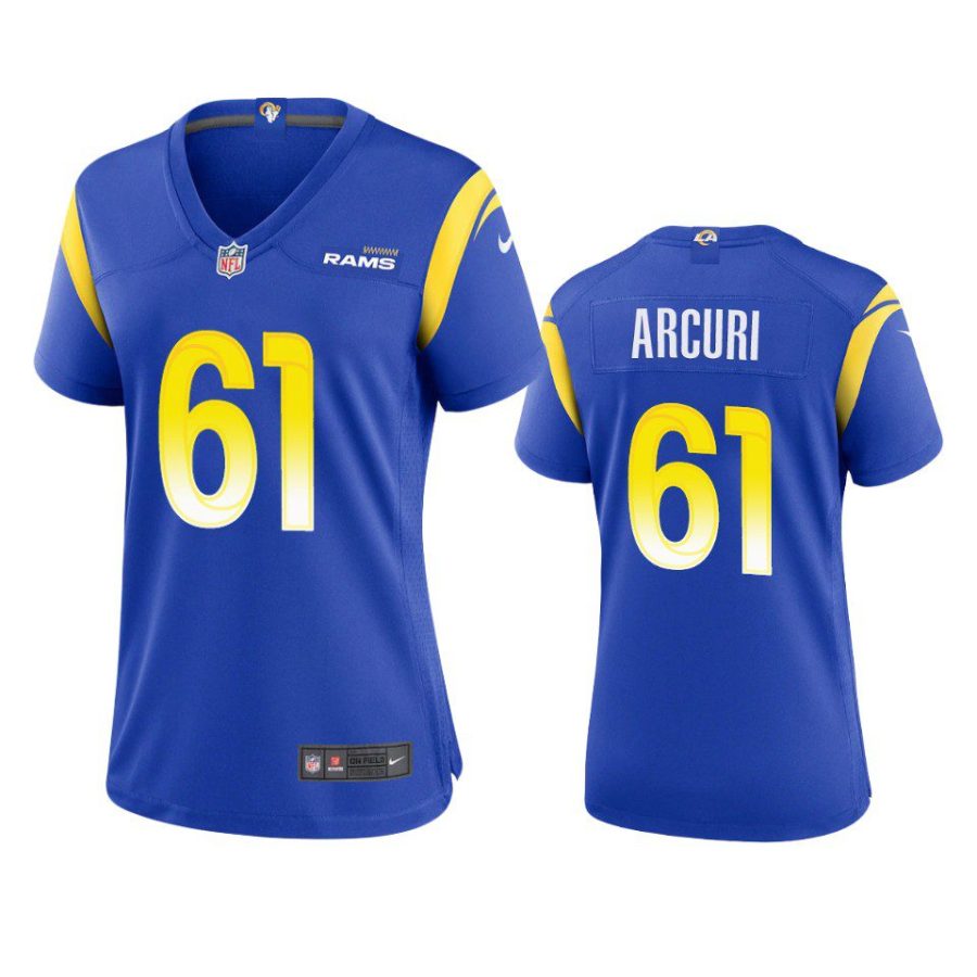 women a.j. arcuri rams game royal jersey