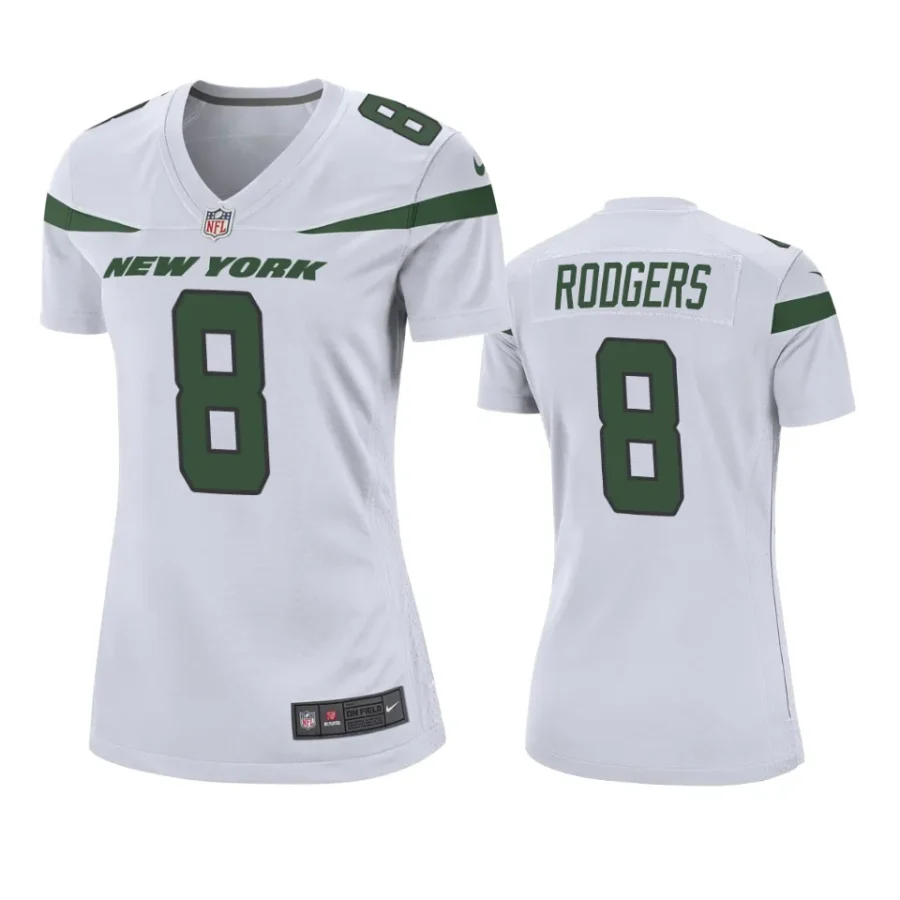 women aaron rodgers jets game white jersey