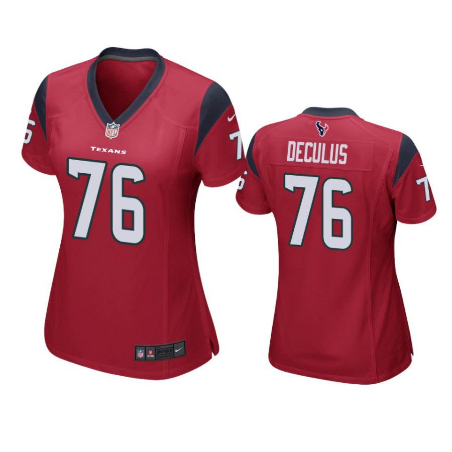 women austin deculus texans game red jersey