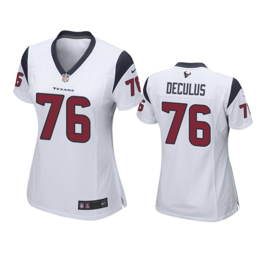 women austin deculus texans game white jersey