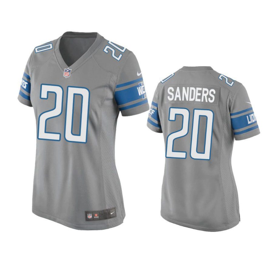 women barry sanders lions game silver jersey